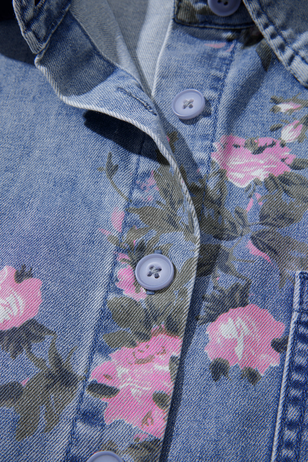 Blue Floral Denim Shirt