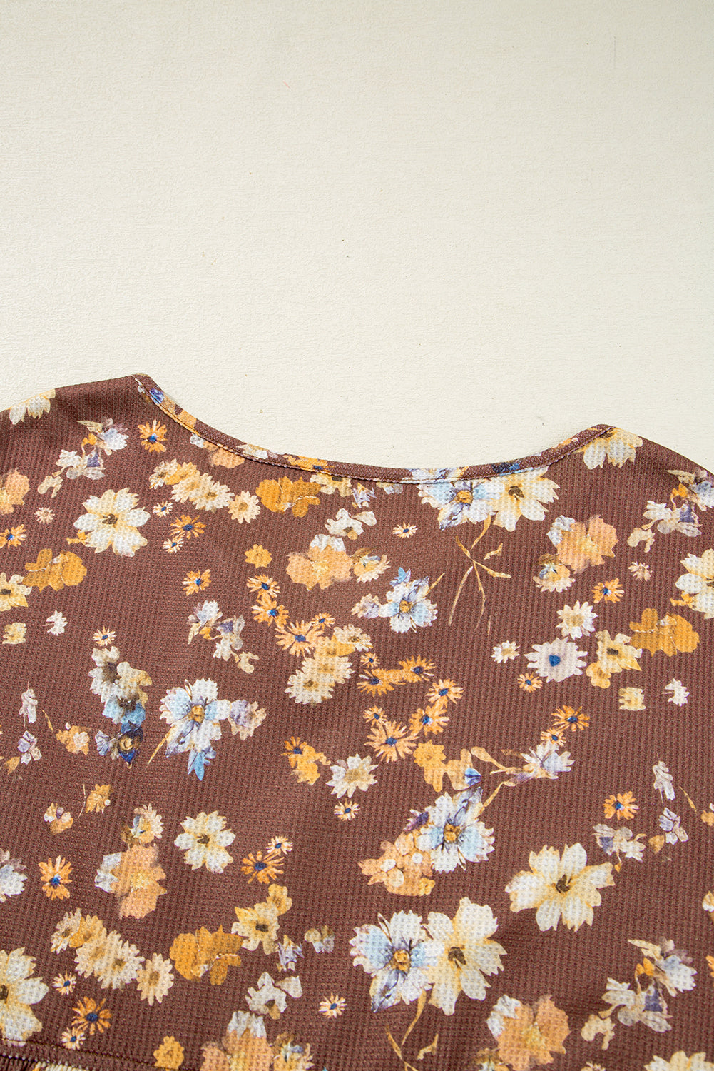 Plus Size Khaki Floral Long Sleeve Blouse