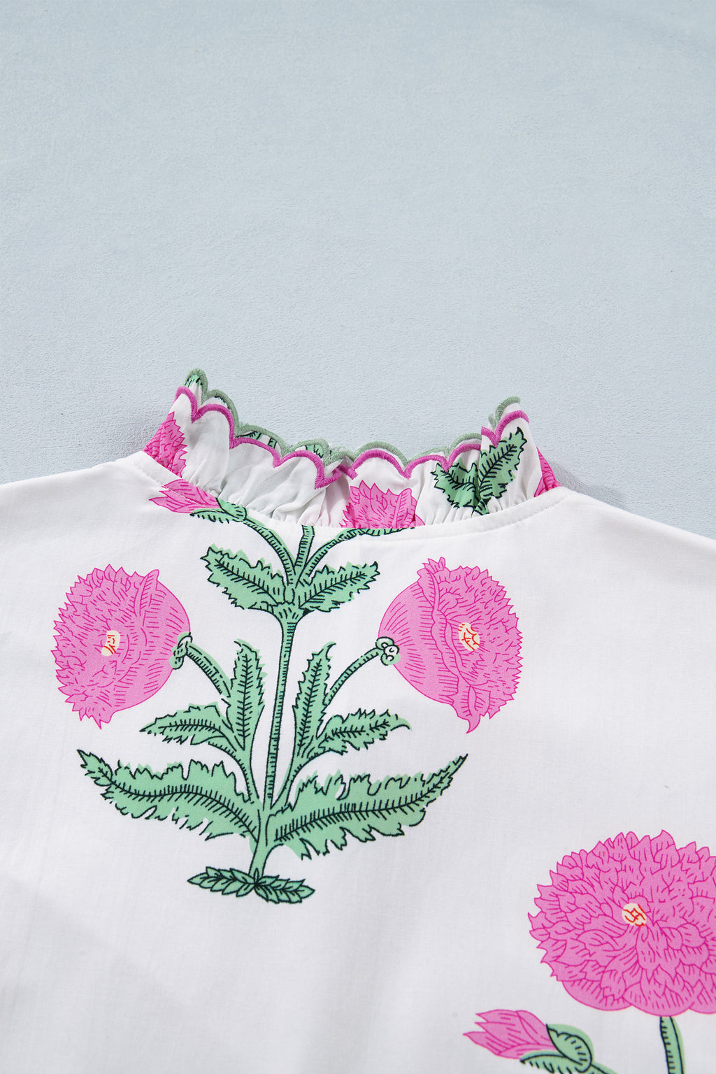 Floral Print Scalloped Embroidery Dress