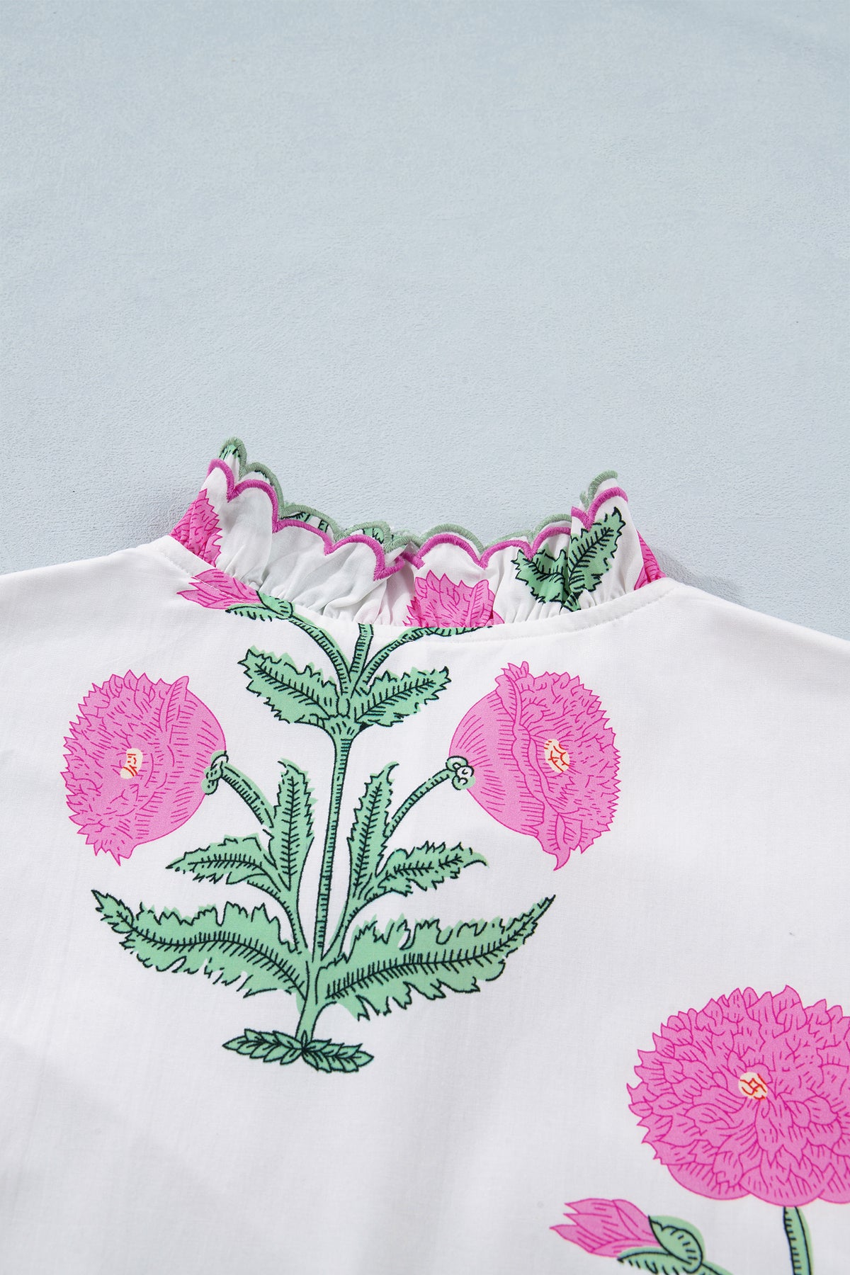 Floral Print Scalloped Embroidery Dress