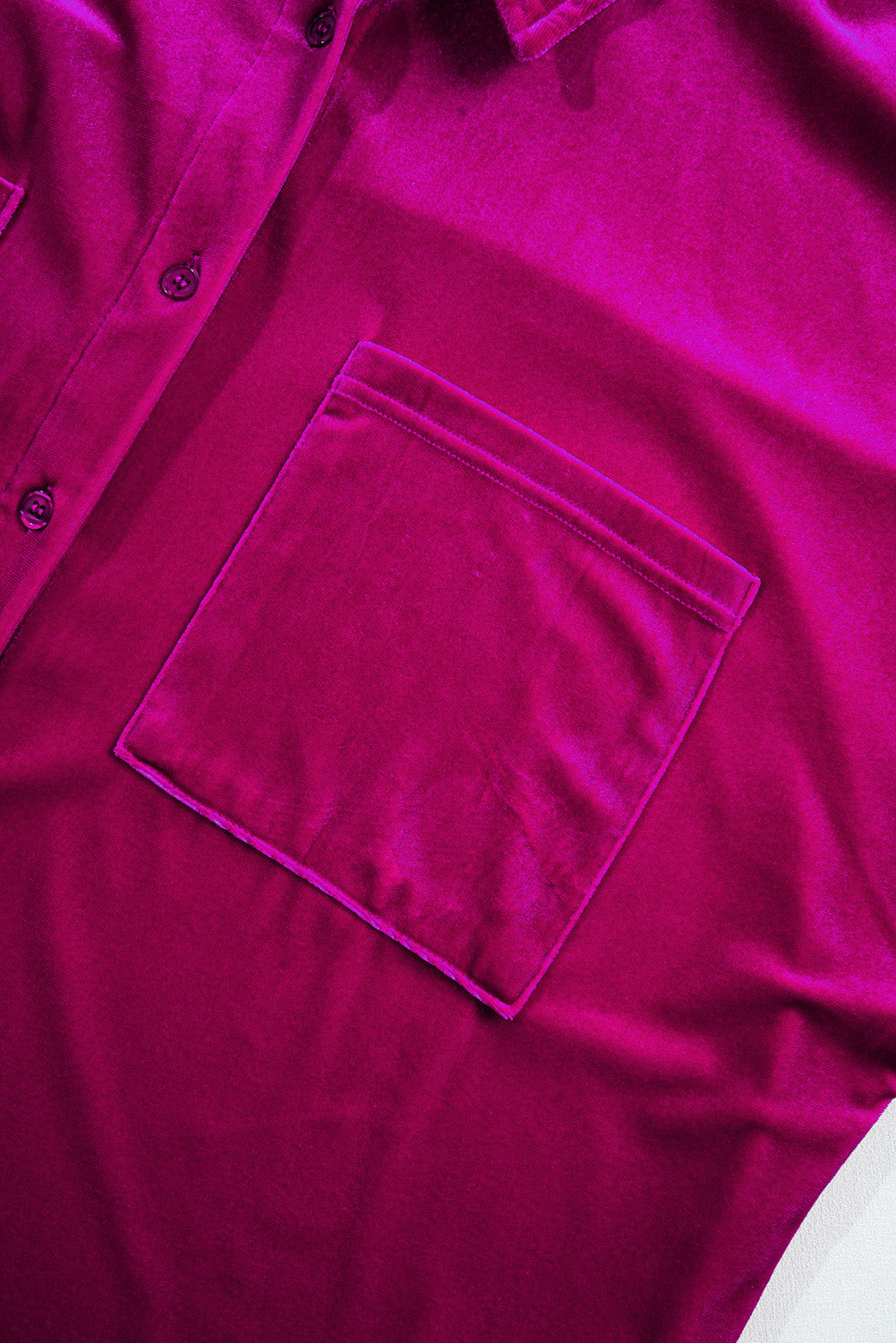 Bright Pink Plus Size Velvet Shirt