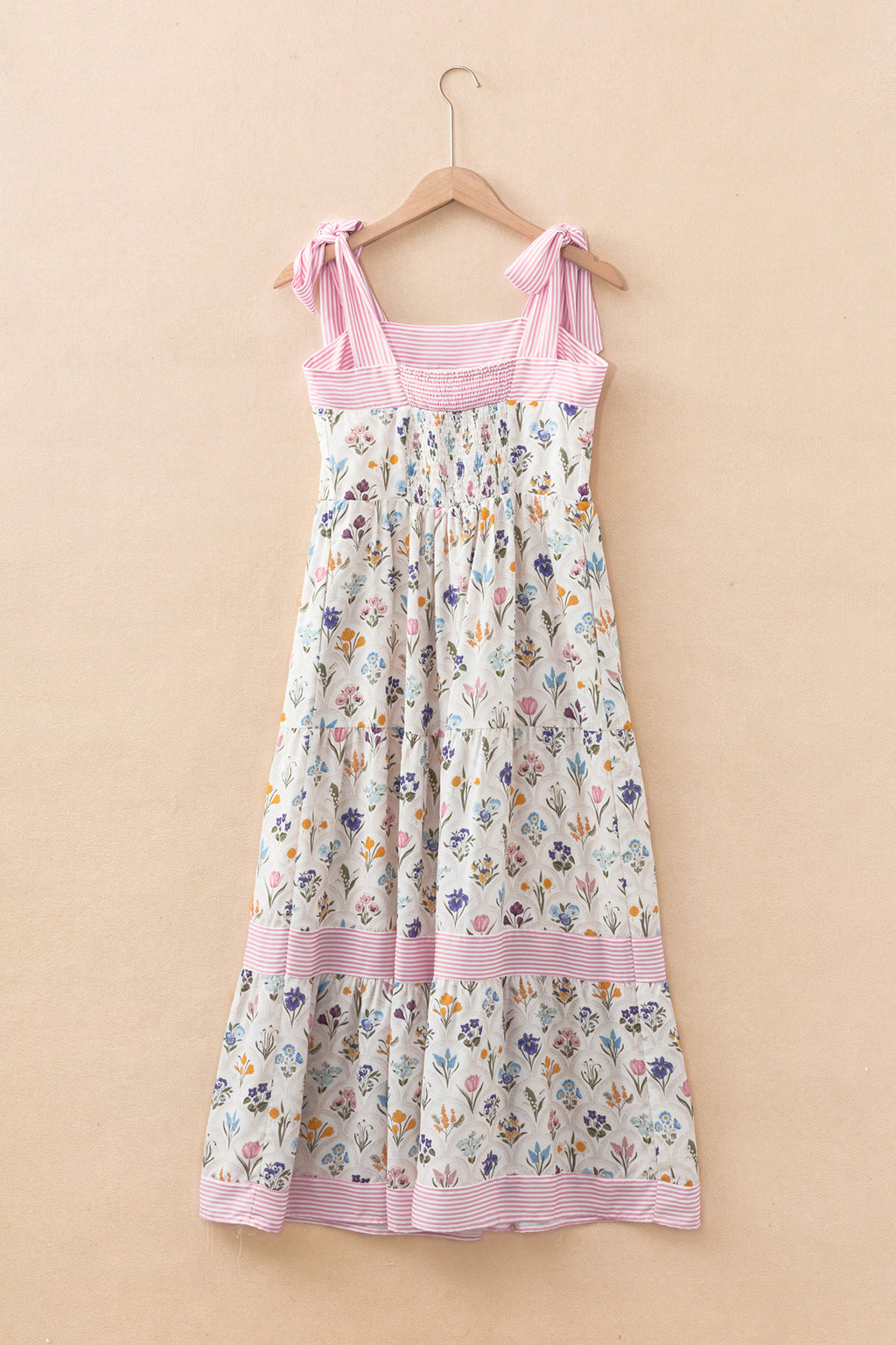 Multicolour Floral Print Knot Straps Maxi Dress