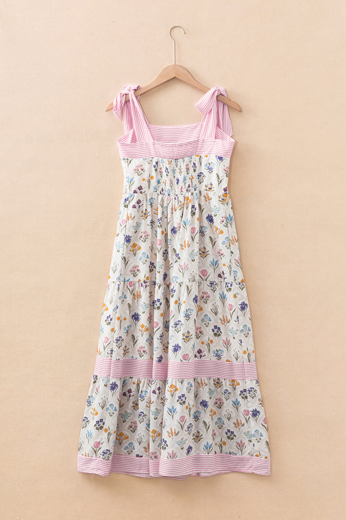 Multicolour Floral Print Knot Straps Maxi Dress