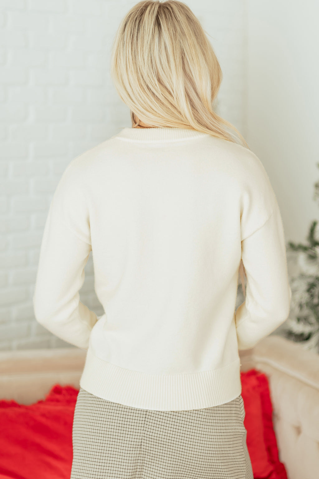 Red Sequined Bow Holiday Sweater