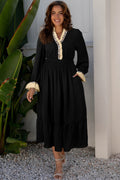 Black Contrast Leopard Dress