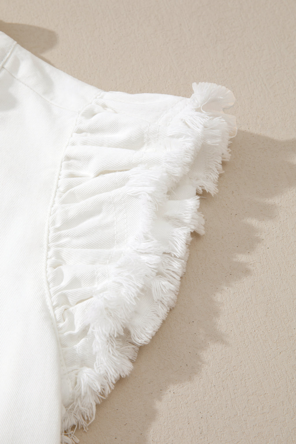 Beau Blue Frilled Collar Flutter Sleeve Denim Top