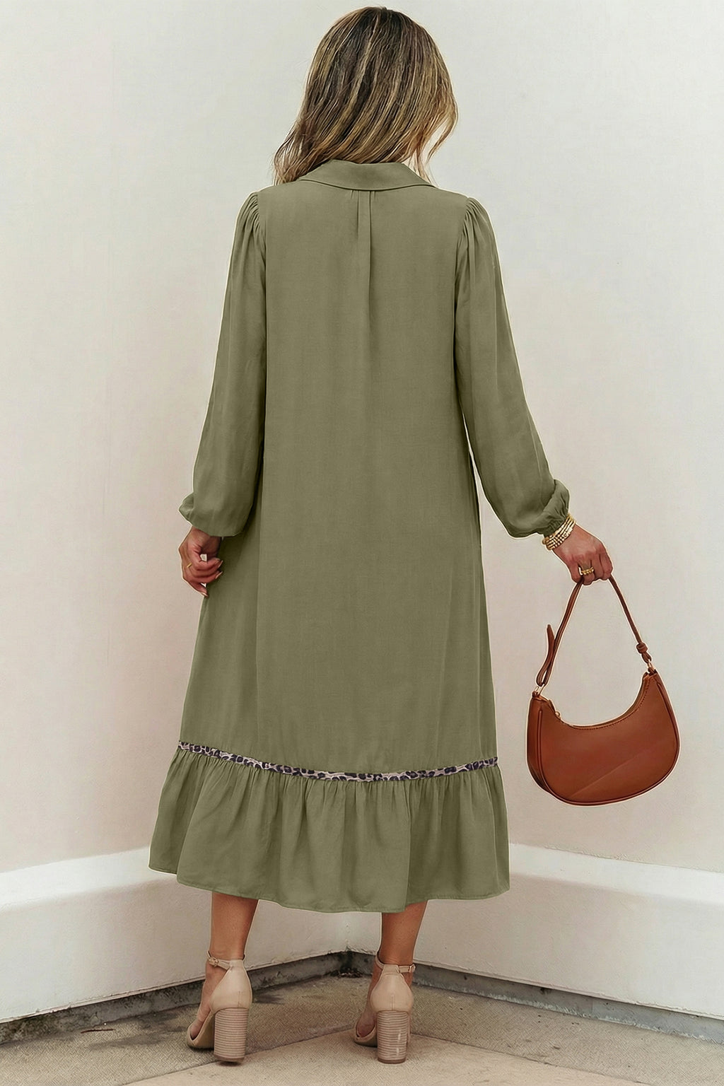Four Leaf Clover Collared Leopard Dress