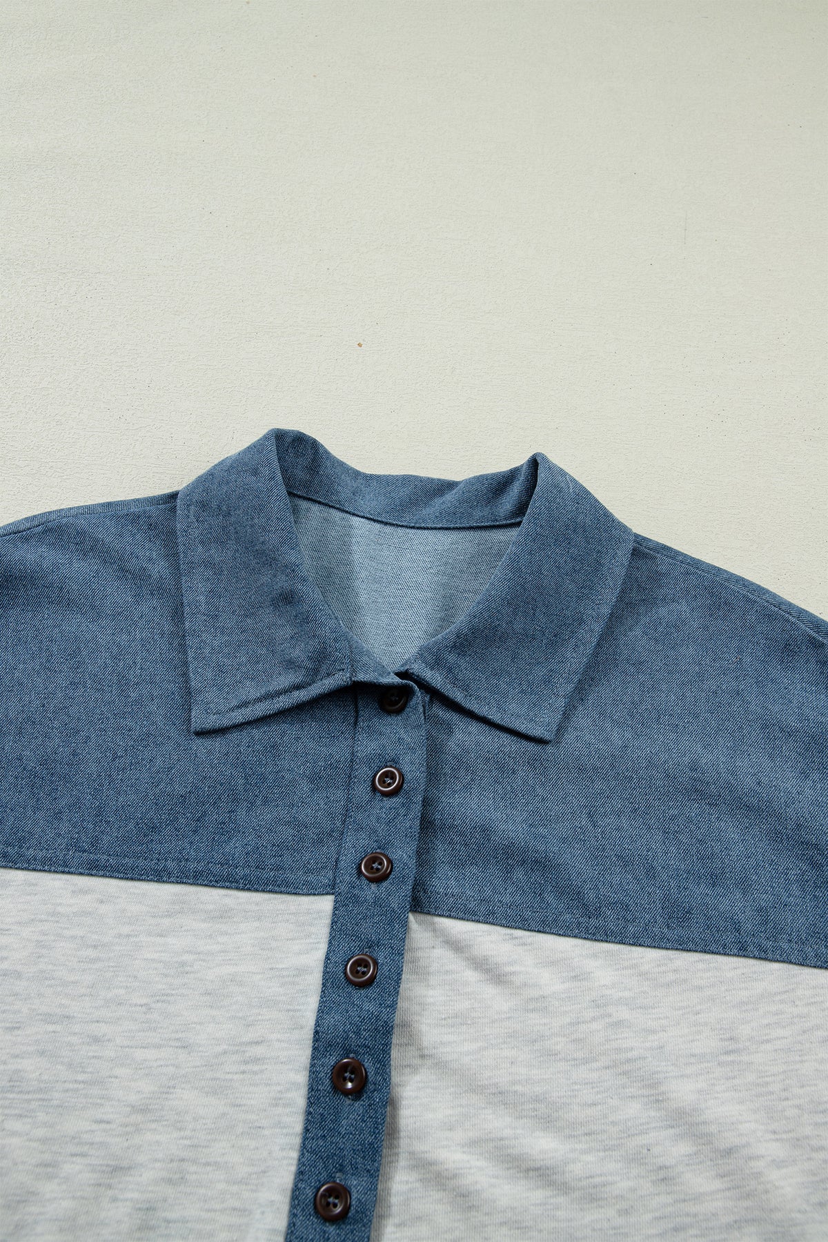 Denim Polo Collar Short Sleeve Top