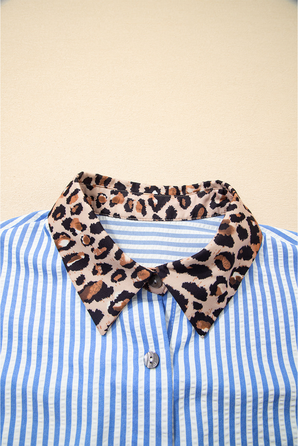 Leopard Print Patchwork Button Up Womens Shirt