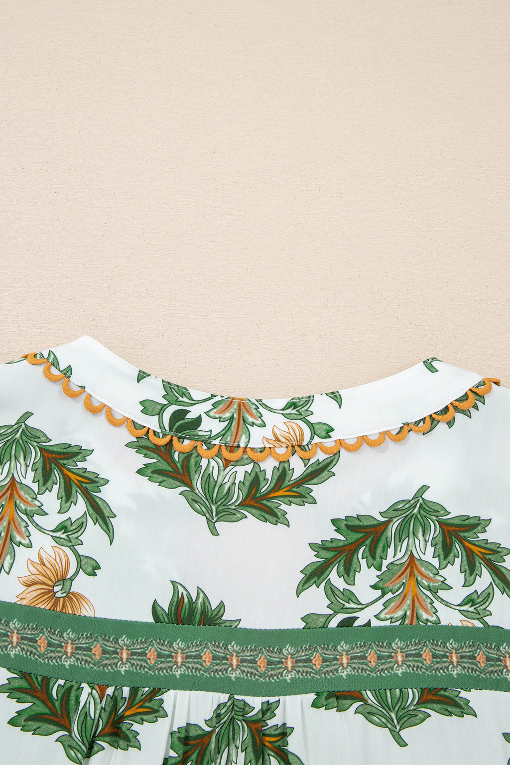 Green Plus Size Floral Printed Detail Blouse