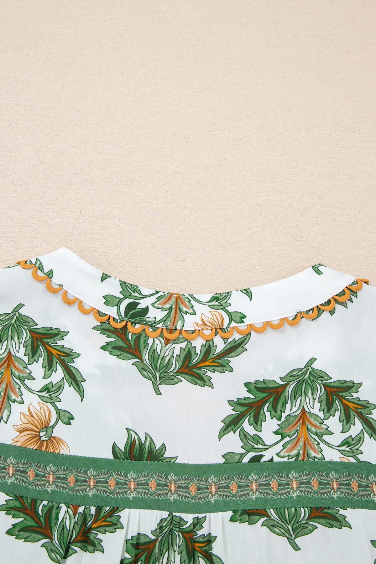 Green Plus Size Floral Printed Detail Blouse