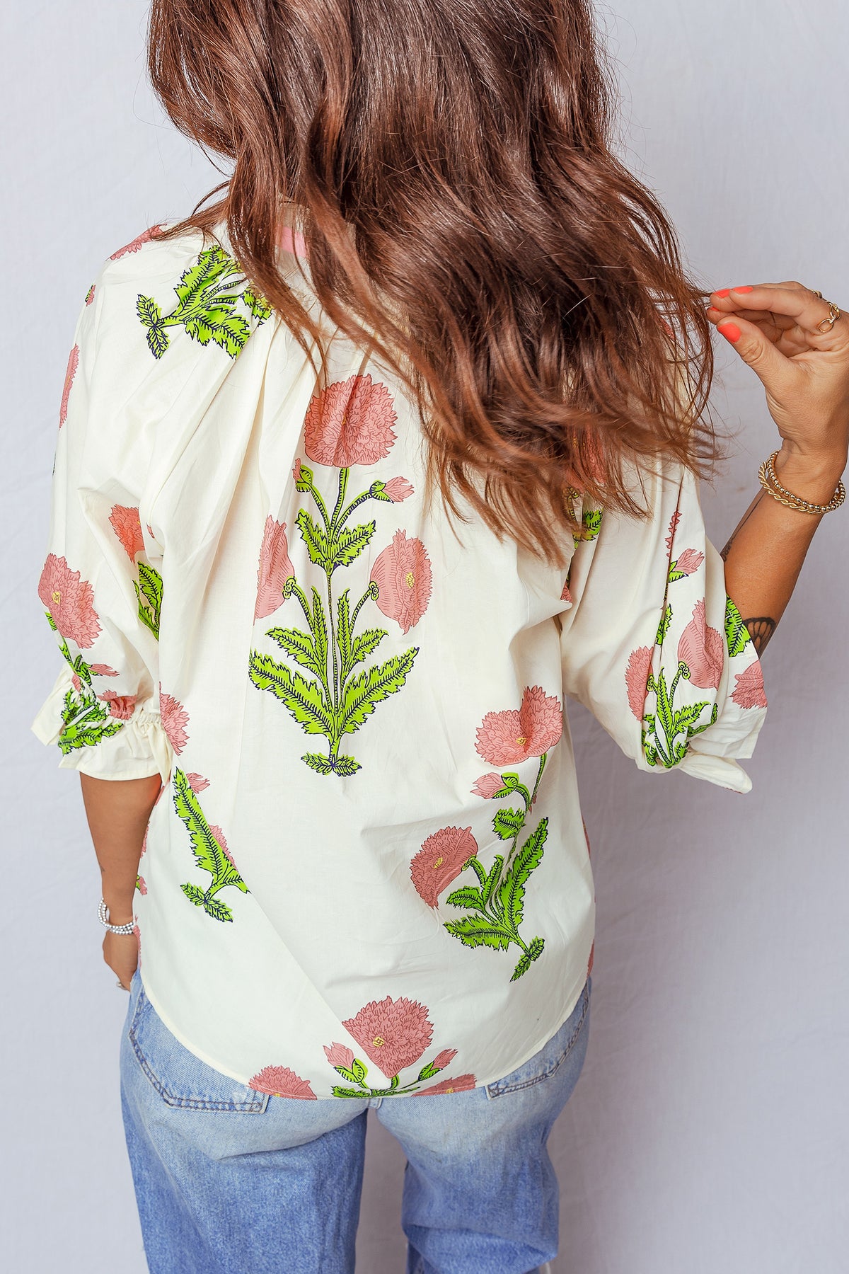 Casual Wild Flower 3/4 Sleeve Blouse