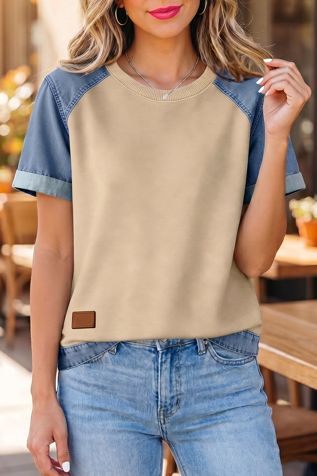 Parchment Denim Round Neck Tee