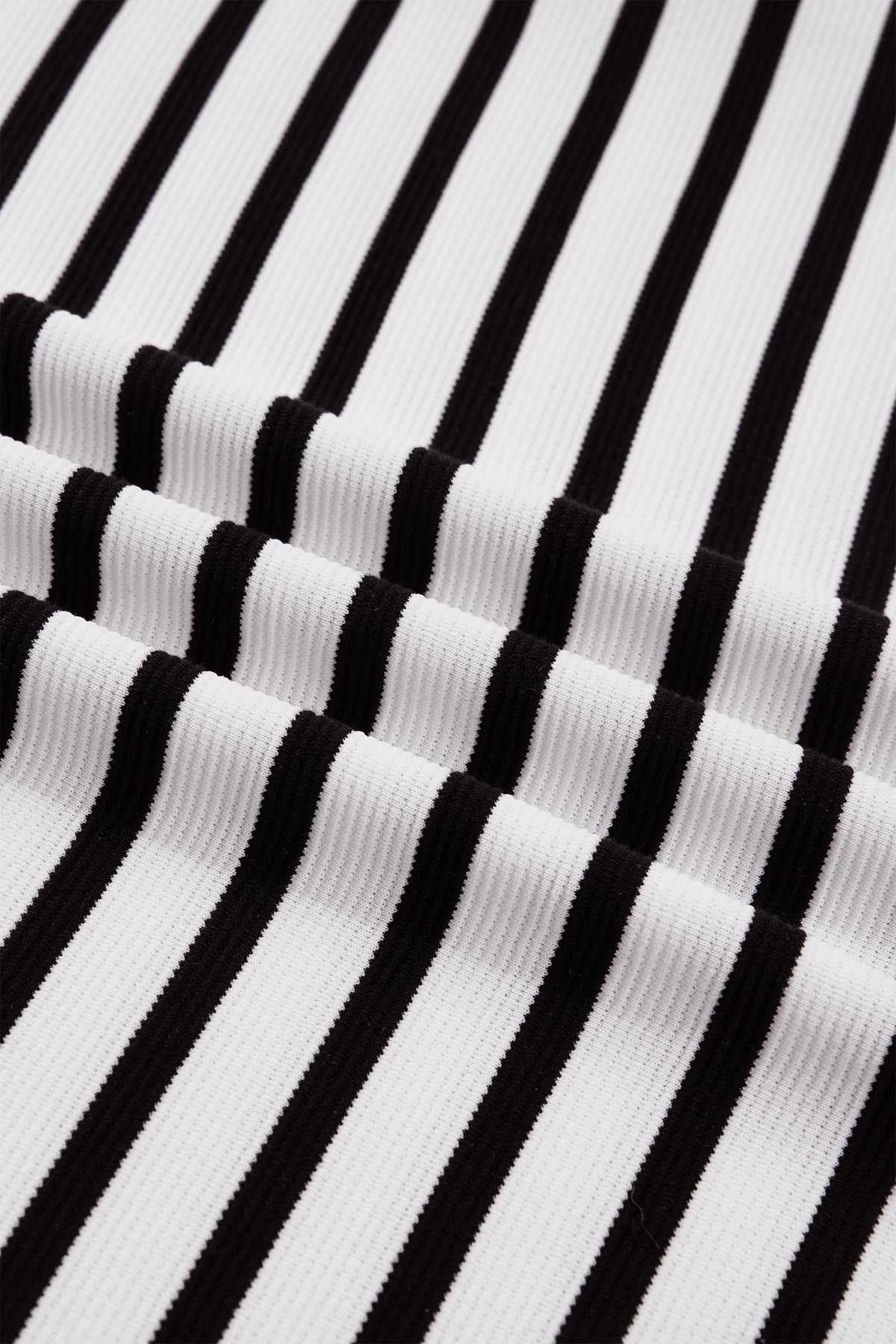 Black Stripe Short Puff Sleeve Blouse