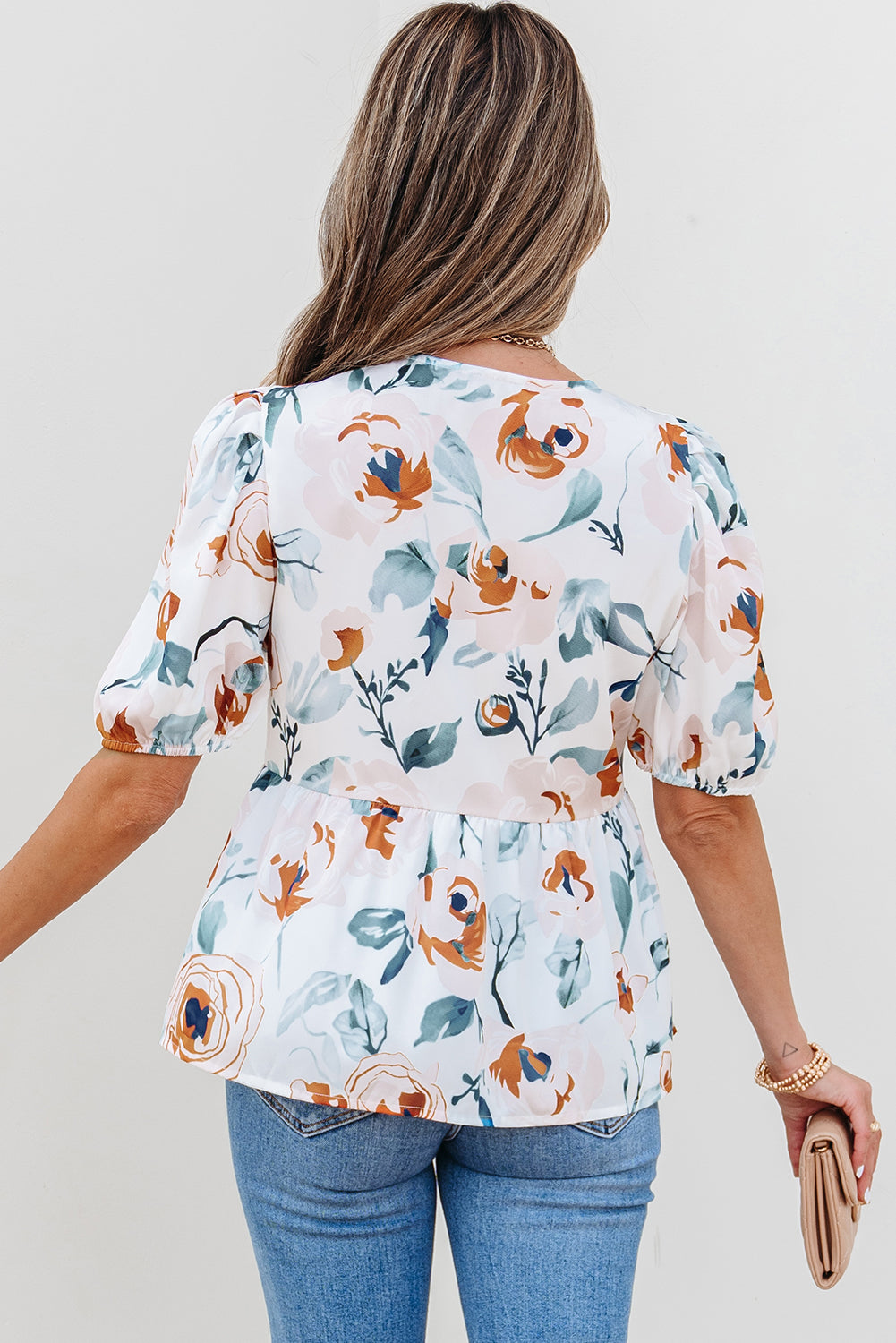 White Floral Print Blouse