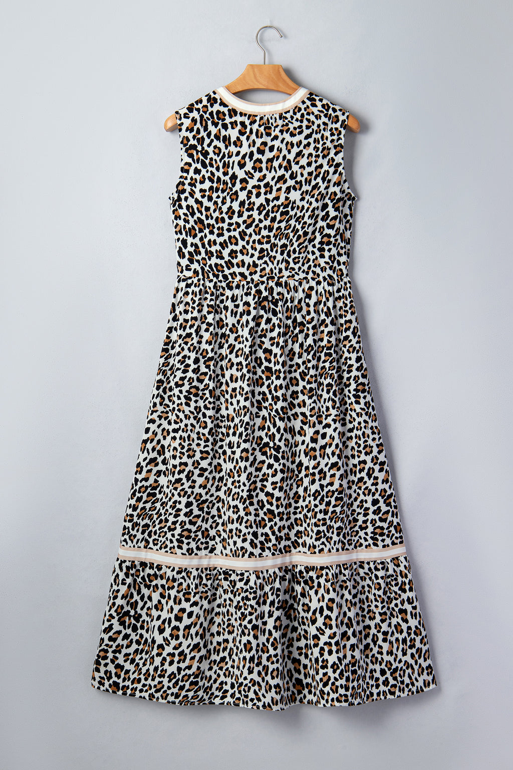 White Leopard Print Midi Dress