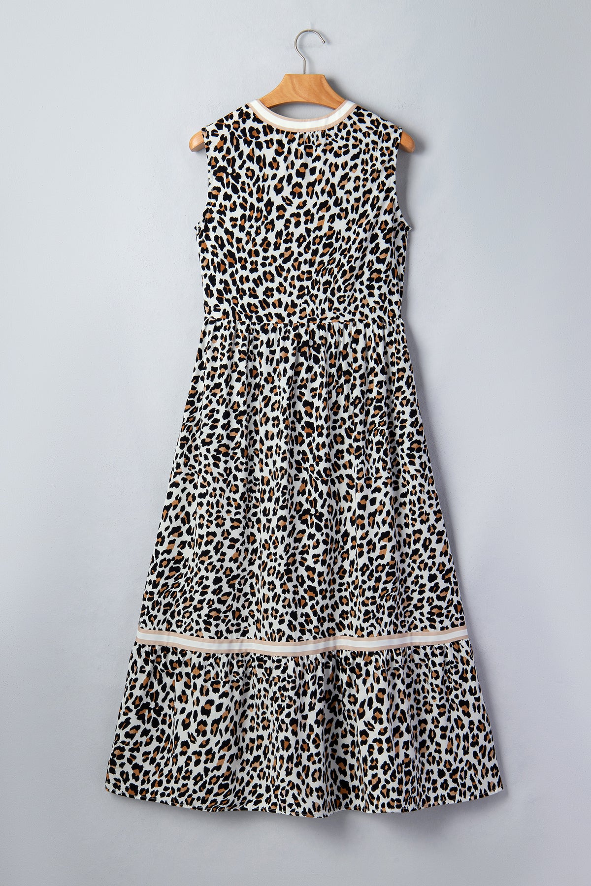 White Leopard Print Midi Dress