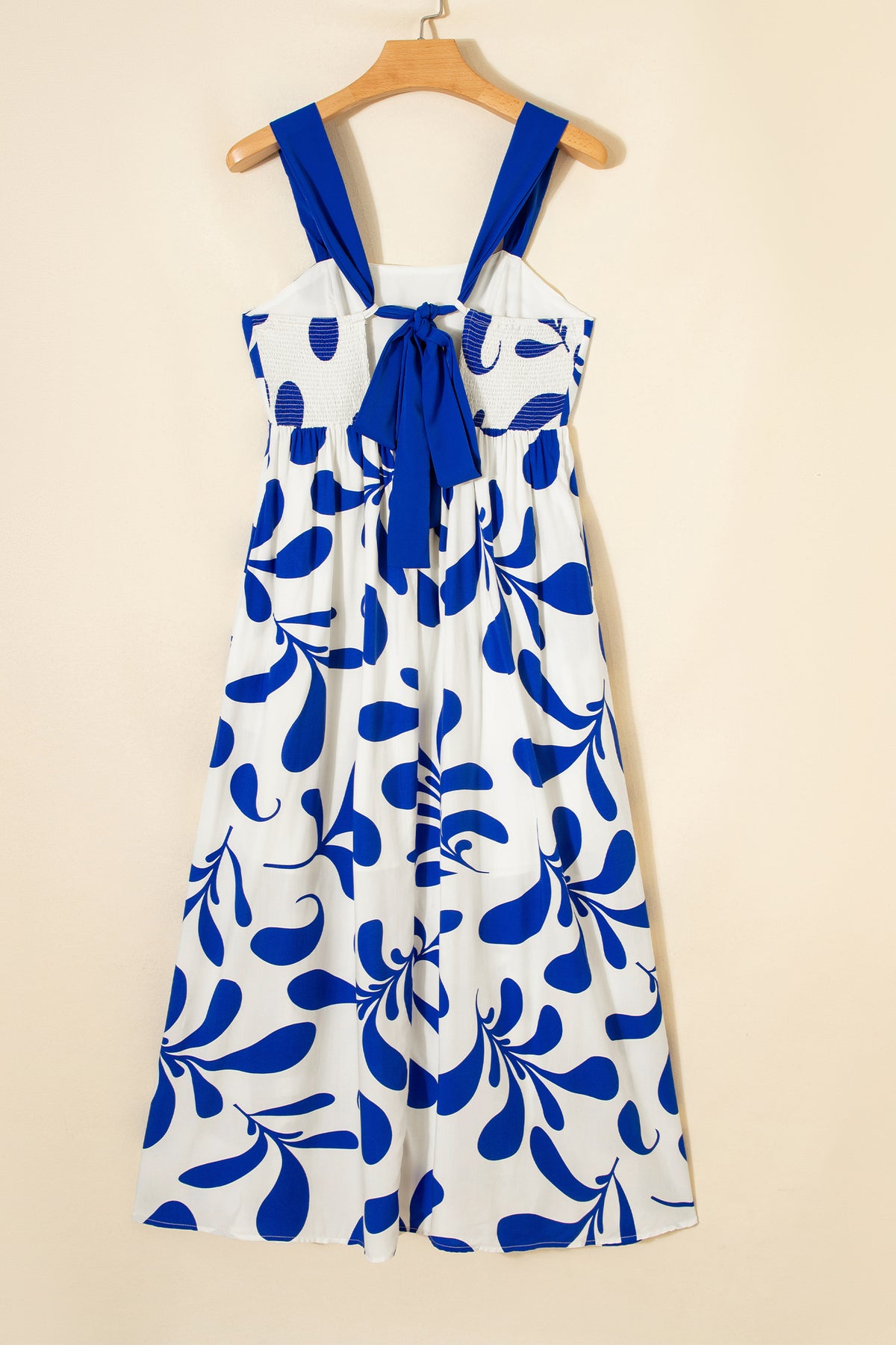 Blue Floral Print Crisscross Tie Back Sleeveless Dress