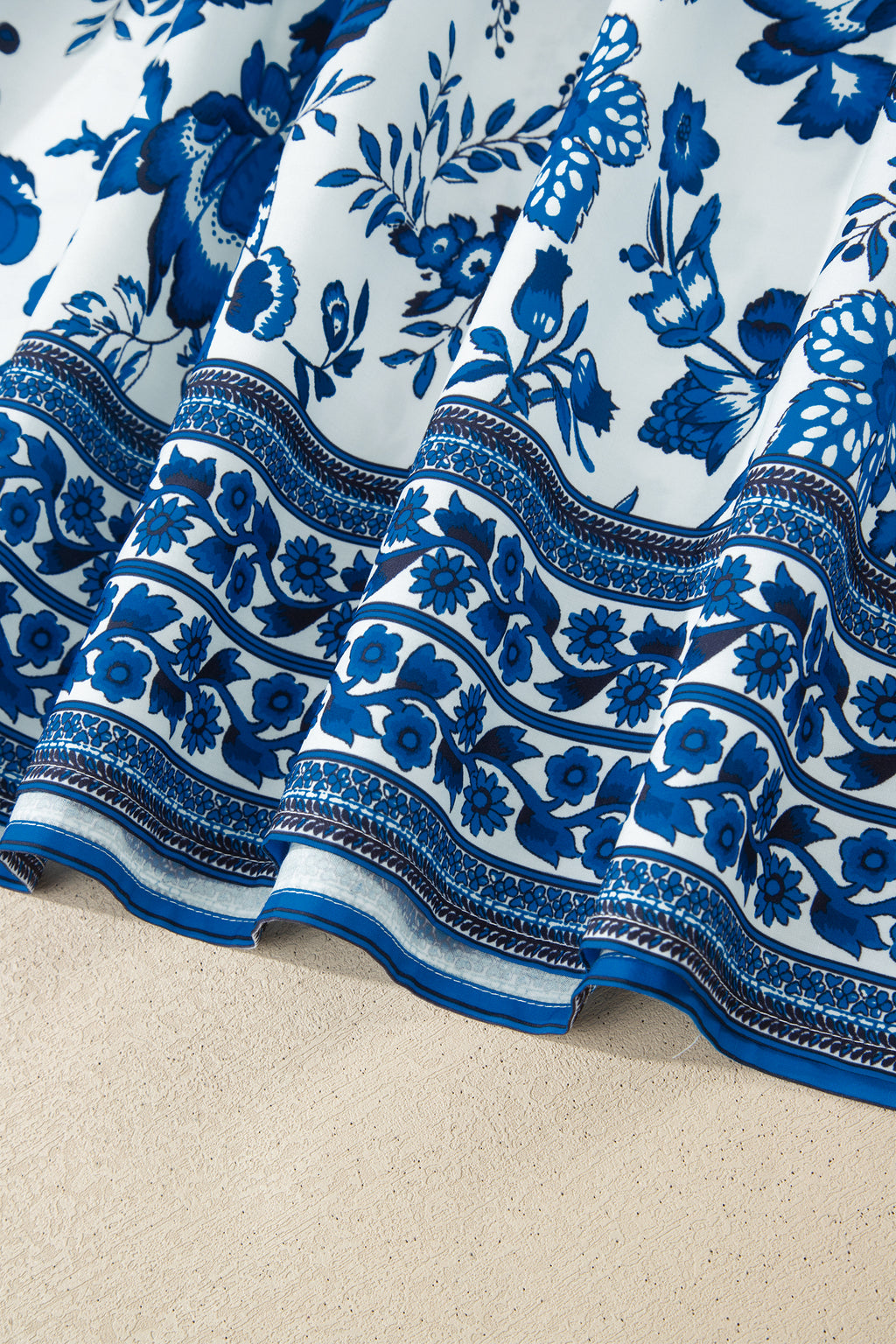 Sky Blue Spaghetti Straps Backless Floral Maxi Dress