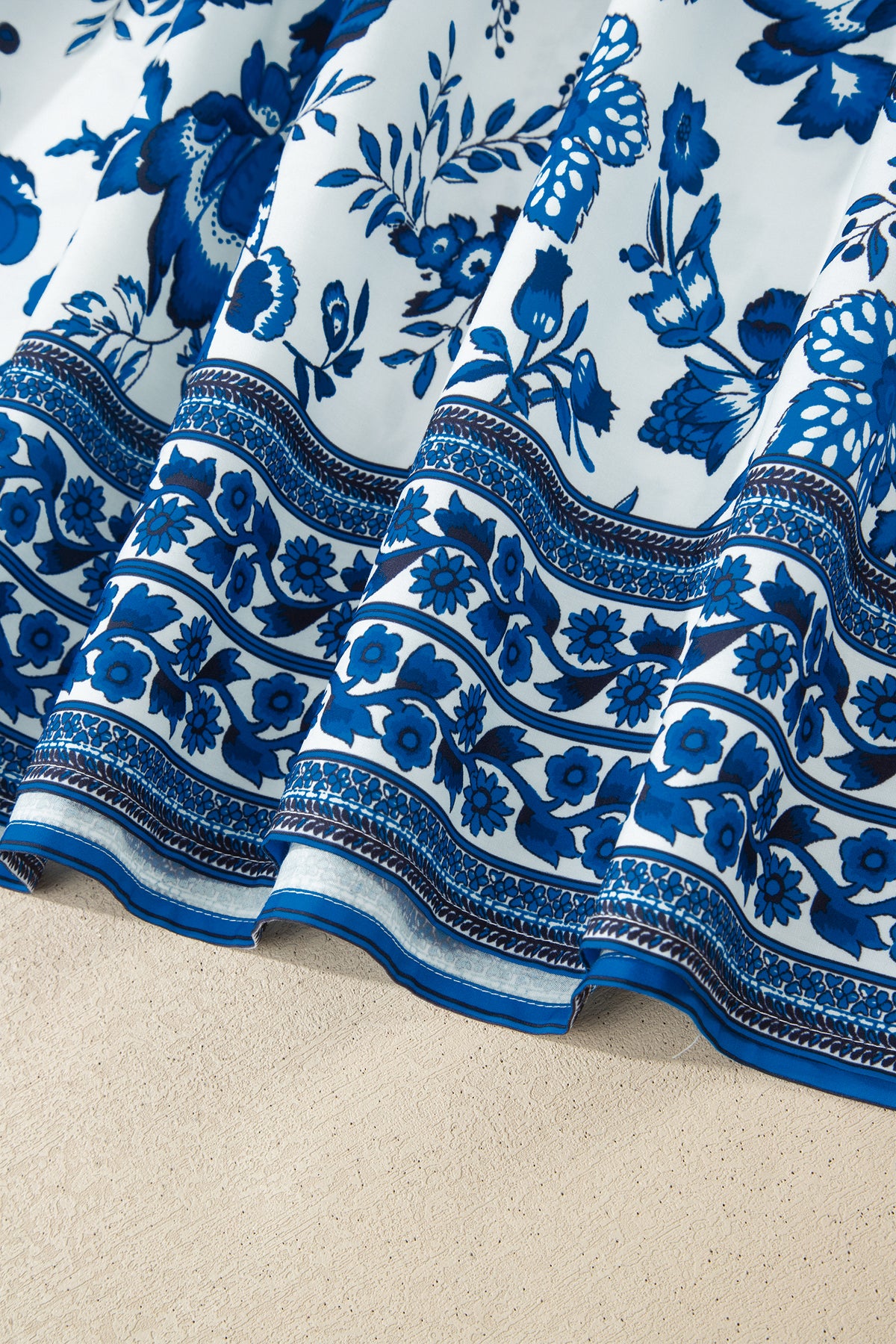 Sky Blue Spaghetti Straps Backless Floral Maxi Dress