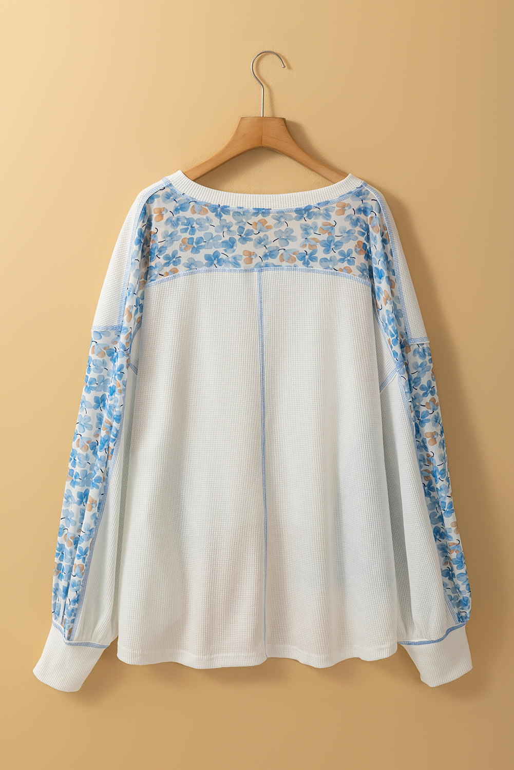 White Abstract Floral Patchwork Blouse