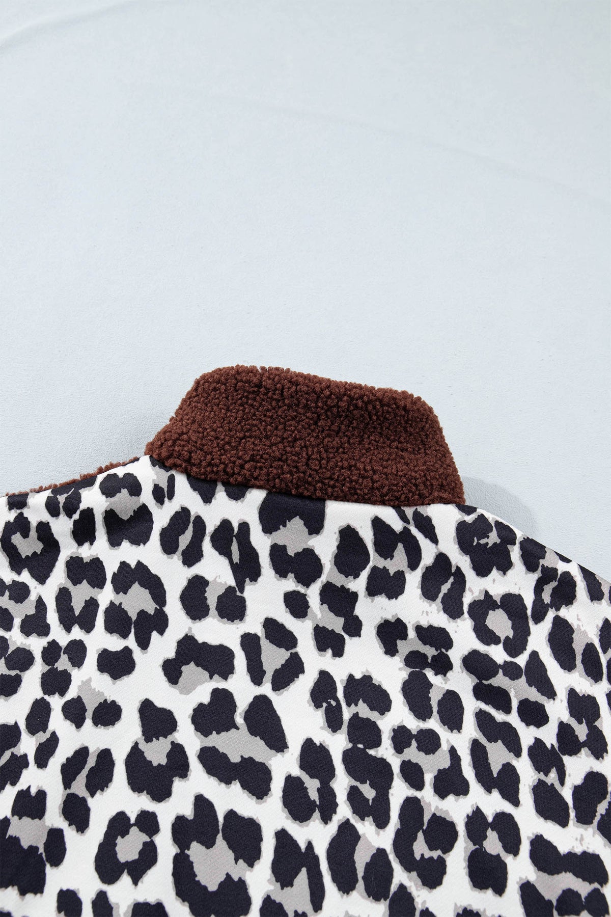 Coffee Leopard Western Style Zip-up Collar Jacket