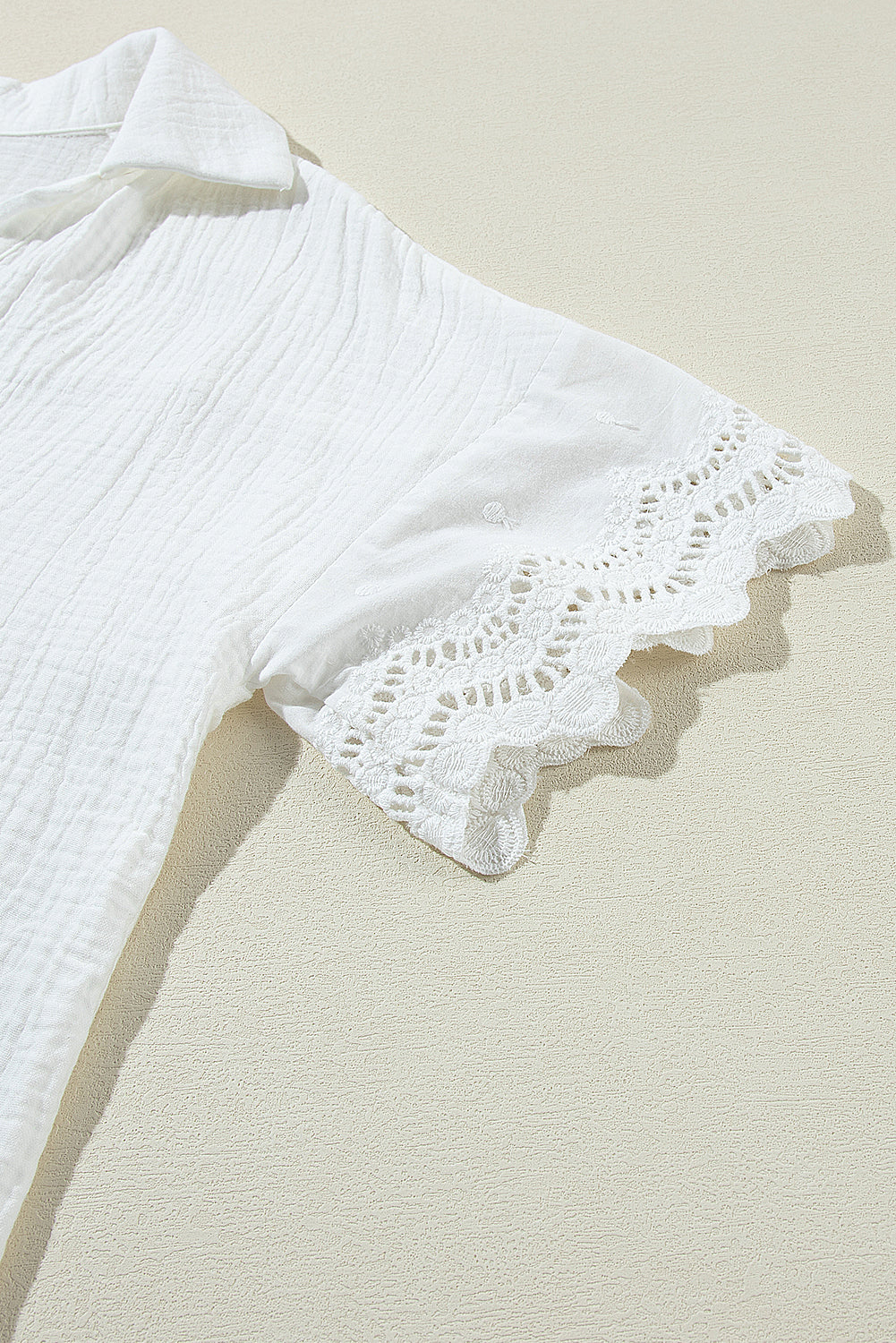 White Crinkled Lace Blouse