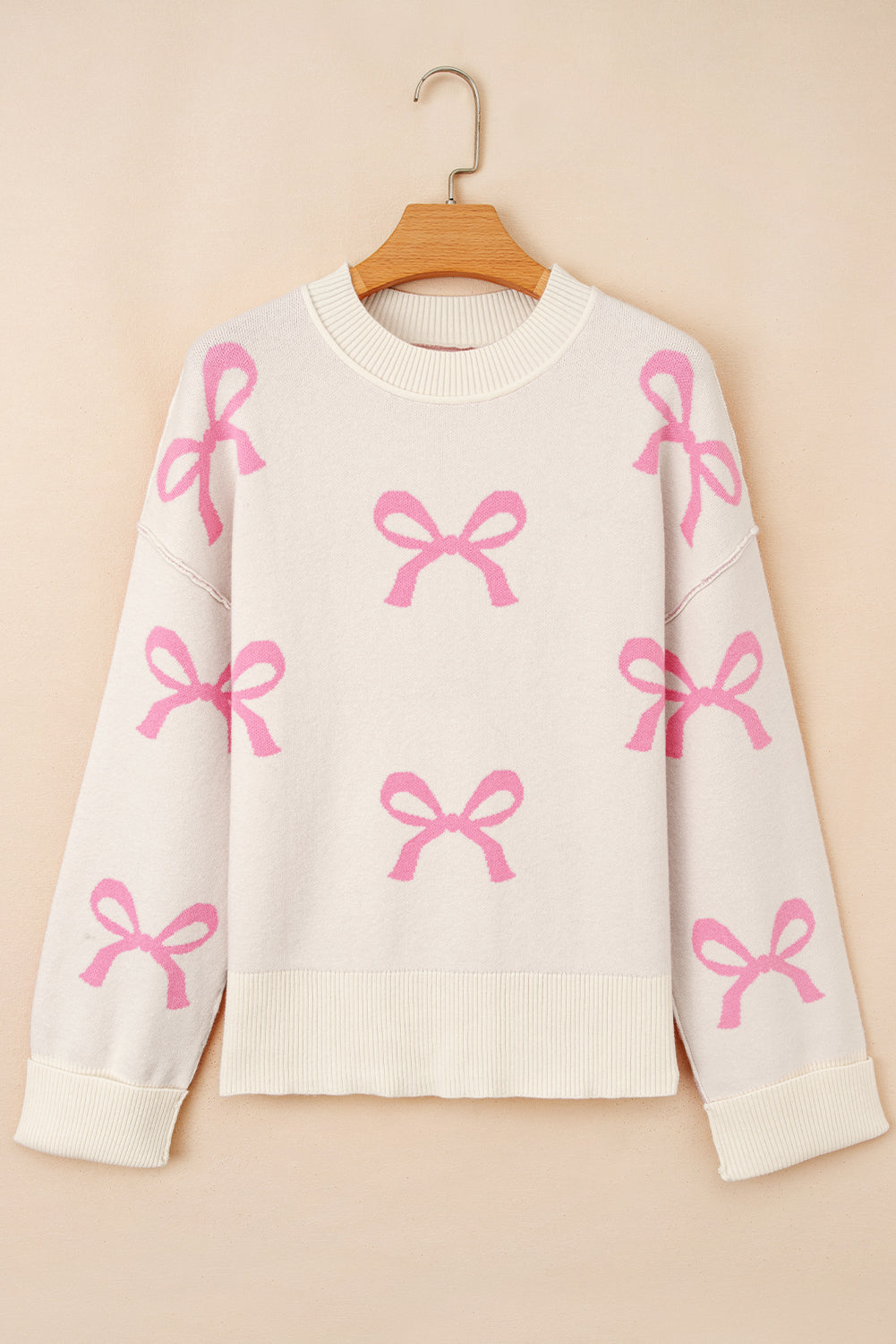Pink Bow Loose Sweater