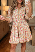 Orange Floral Belted Dress