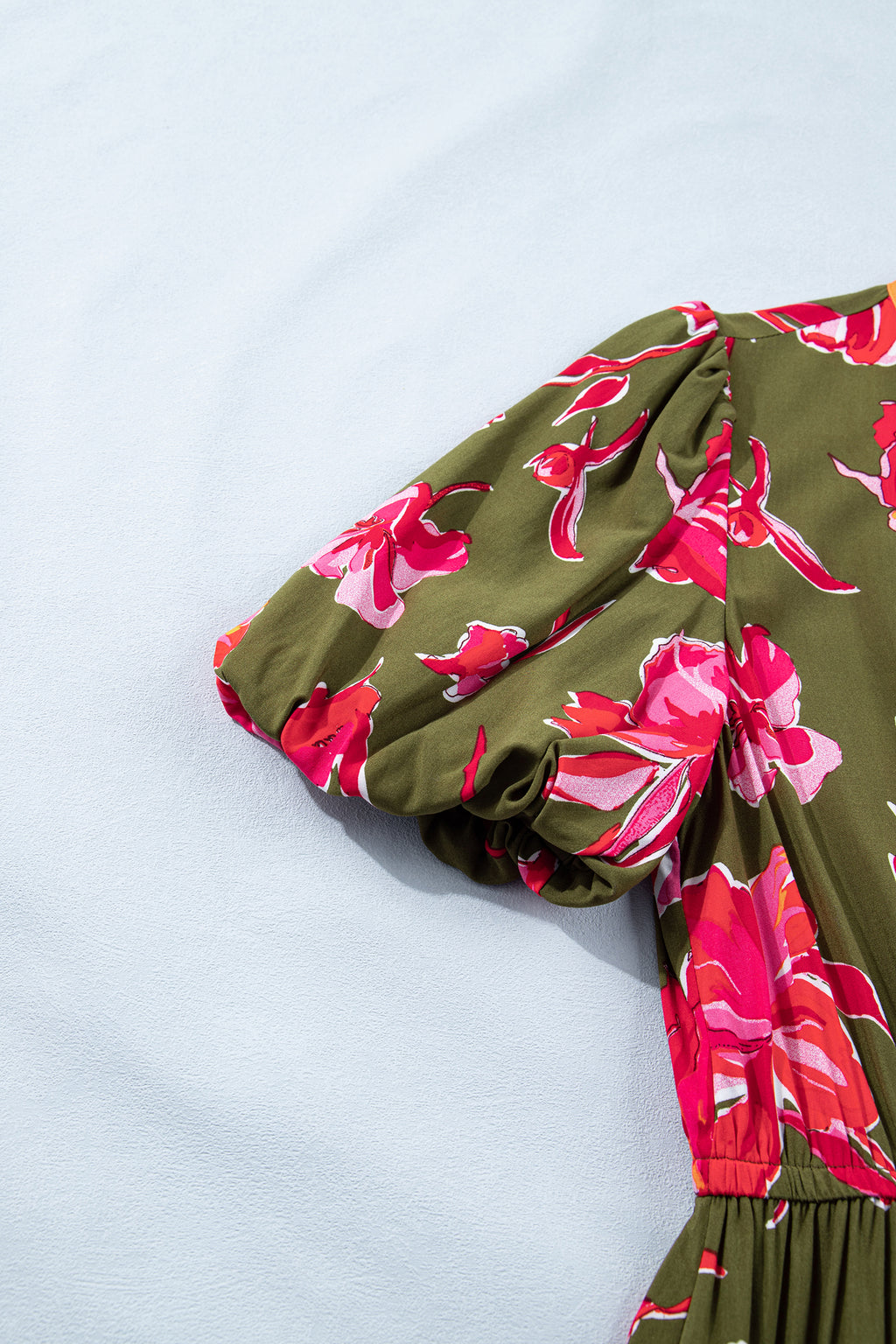 Floral Print Striped Ruffle Hem Maxi Dress