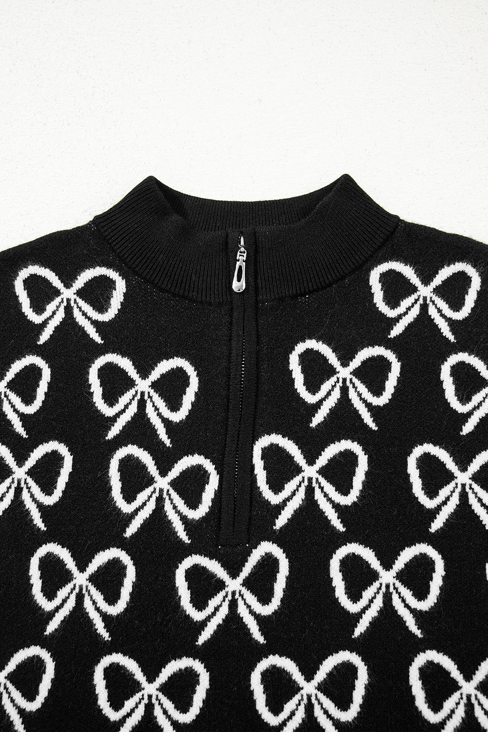 Black Cute Bow Pattern Sweater