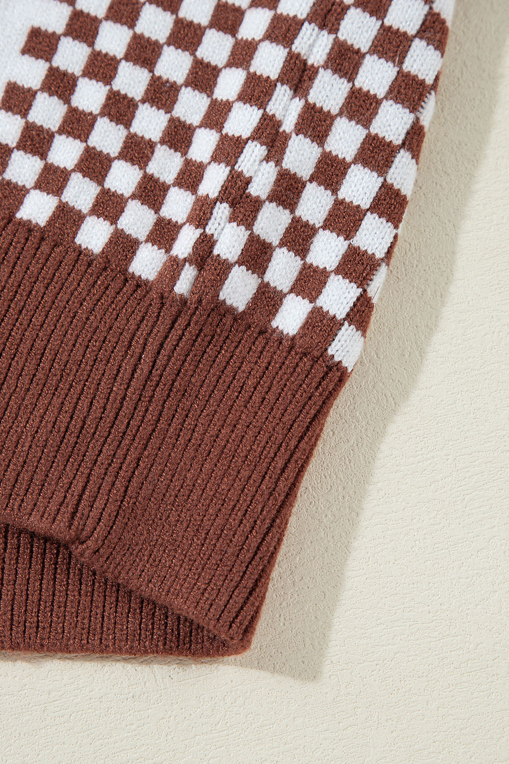 Checkered Print Round Neck Sweater