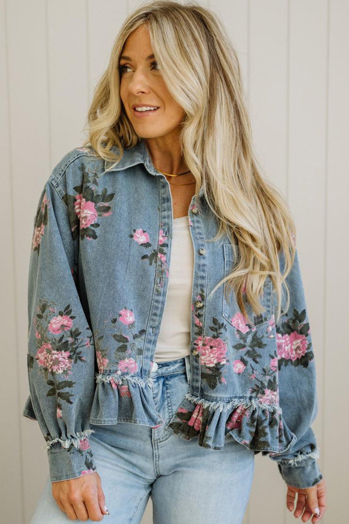 Floral Print Denim Jacket