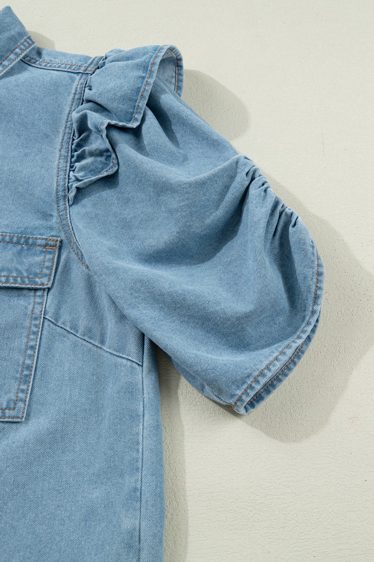 Ruffle Detail Denim Shirt