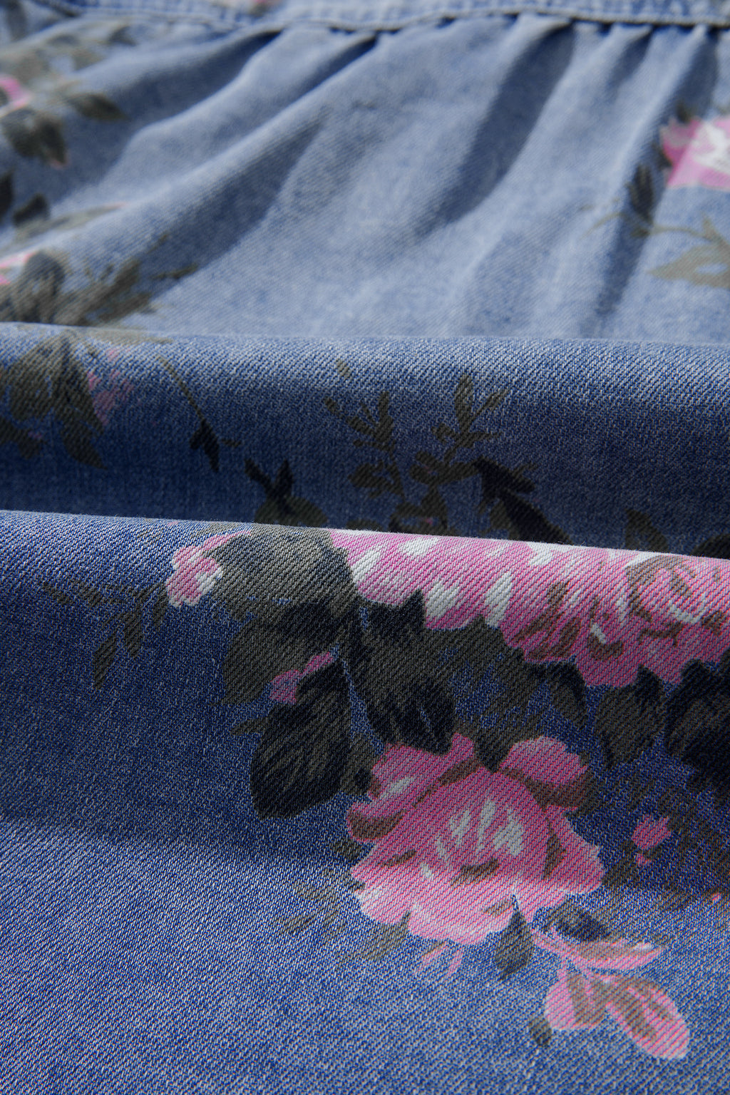 Blue Floral Denim Shirt