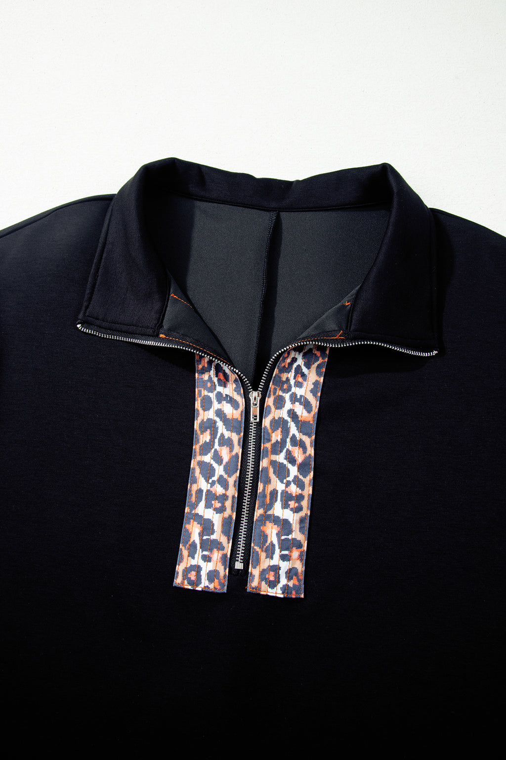 Black Plus Size Leopard Patchwork Top