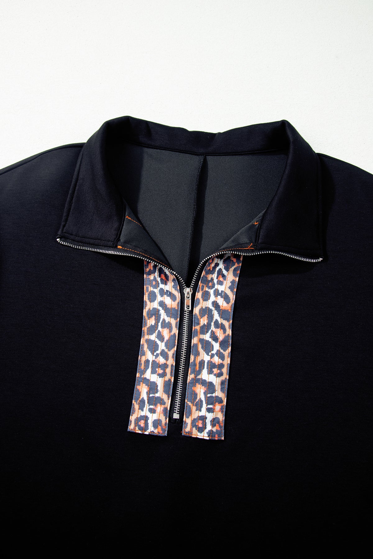 Black Plus Size Leopard Patchwork Top