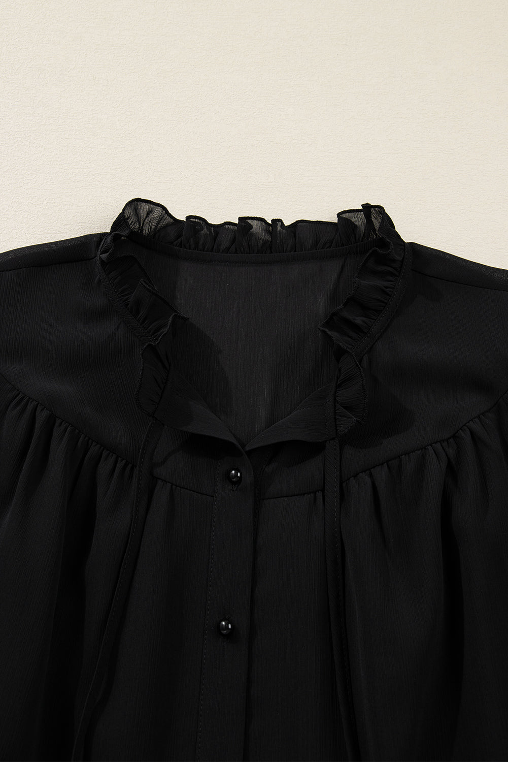 Plus size Black Ruffle Chiffon Elegant blouse