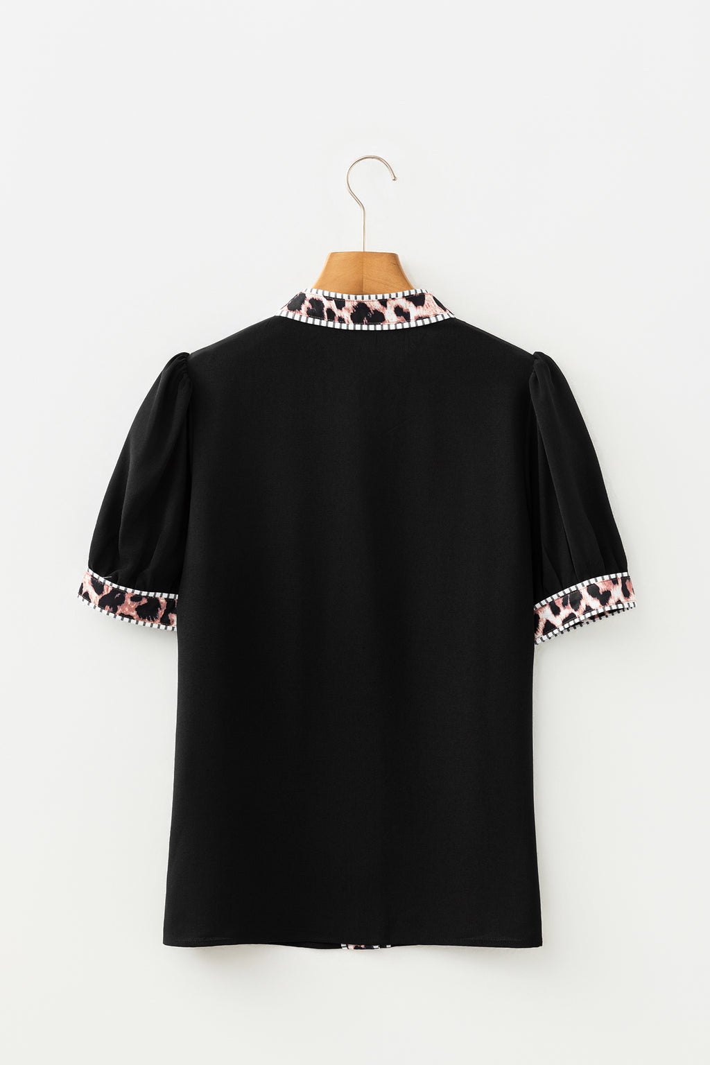 Leopard Trim Button Down Shirt