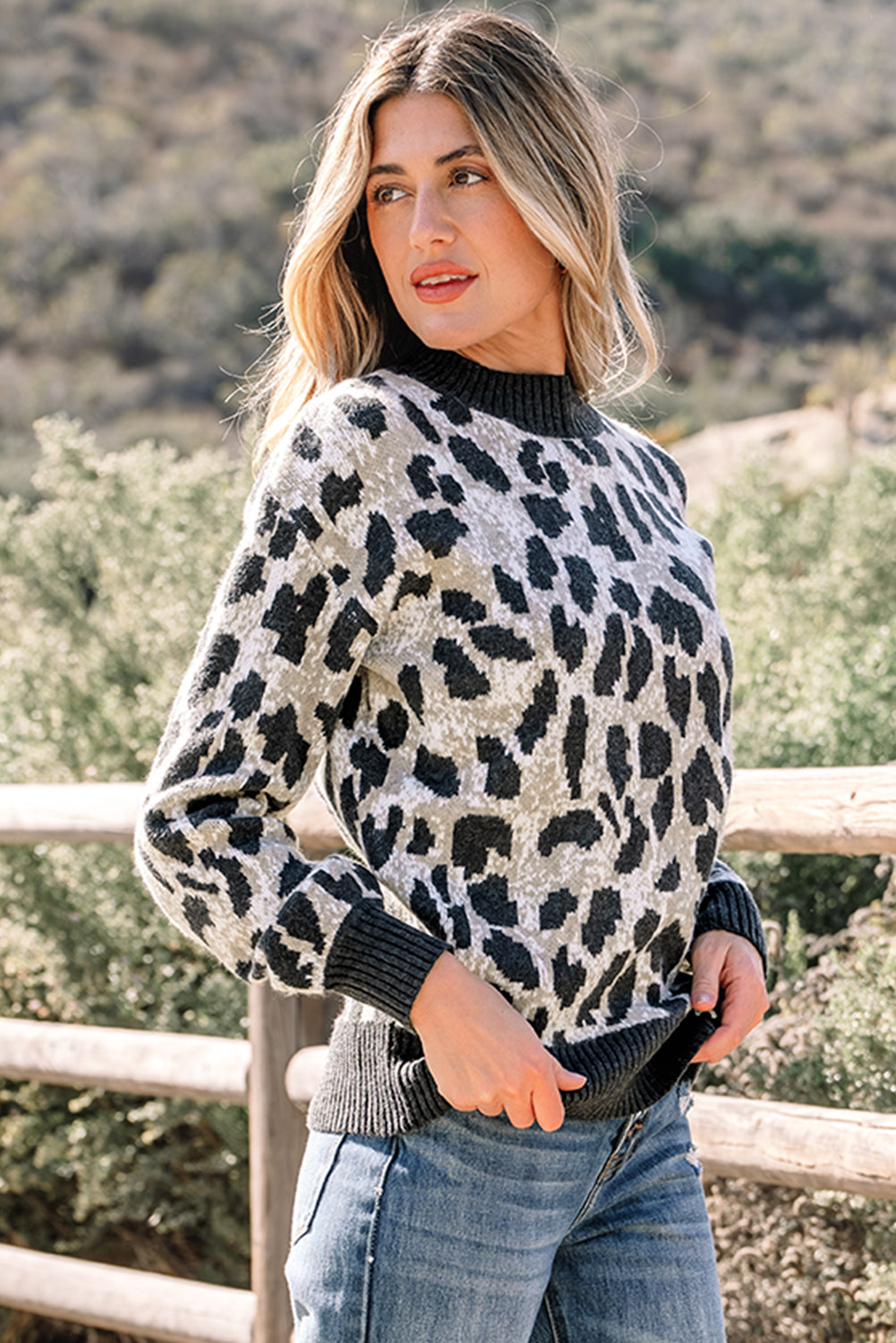 Carbon Grey Leopard Sweater