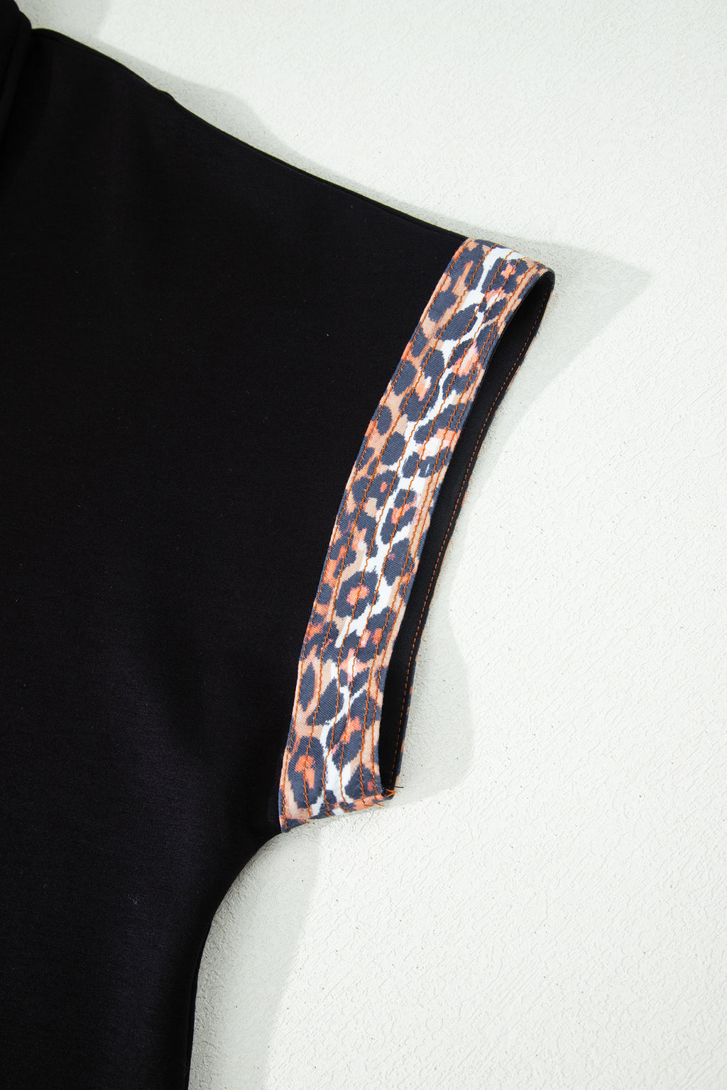 Black Plus Size Leopard Patchwork Top