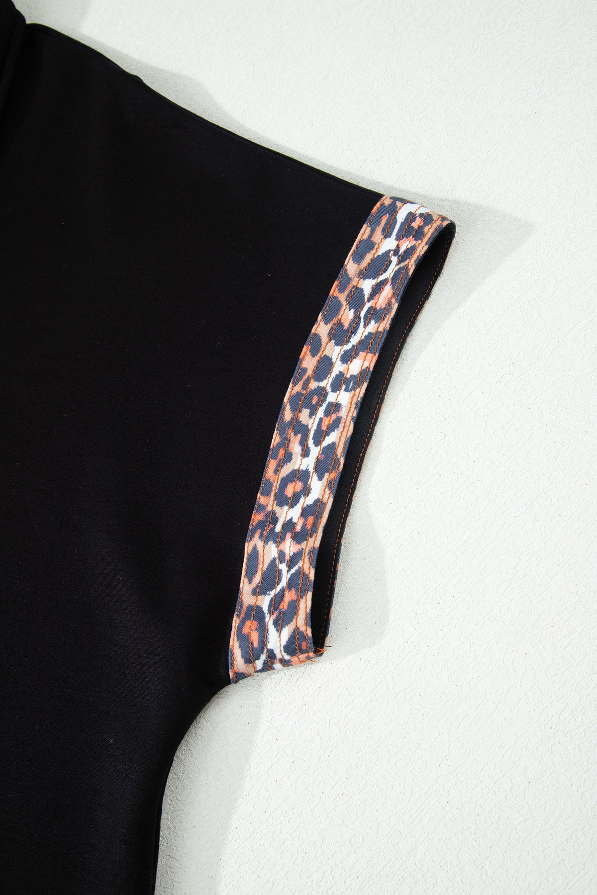 Black Plus Size Leopard Patchwork Top