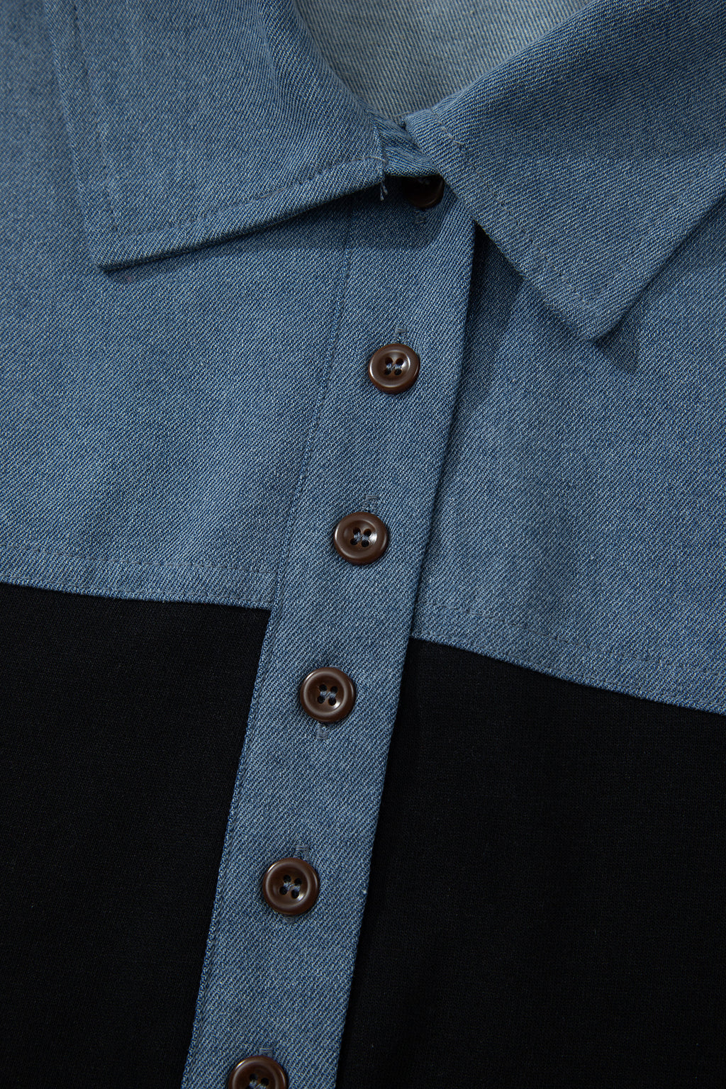 Denim Polo Collar Short Sleeve Top