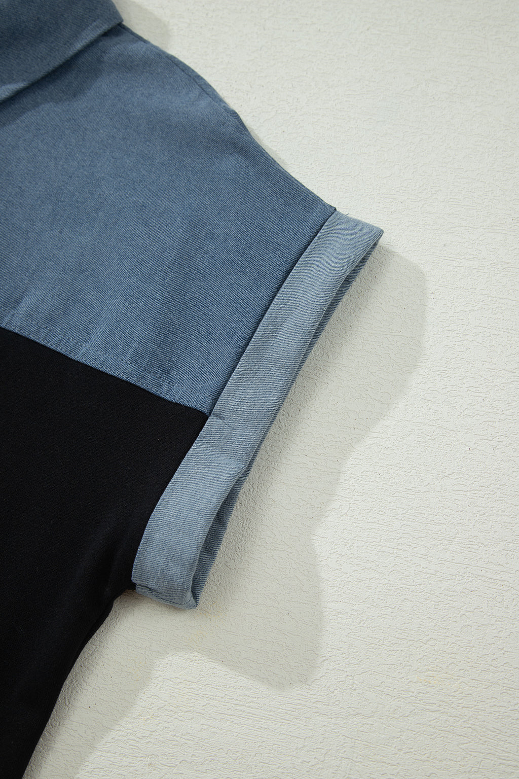 Denim Polo Collar Short Sleeve Top