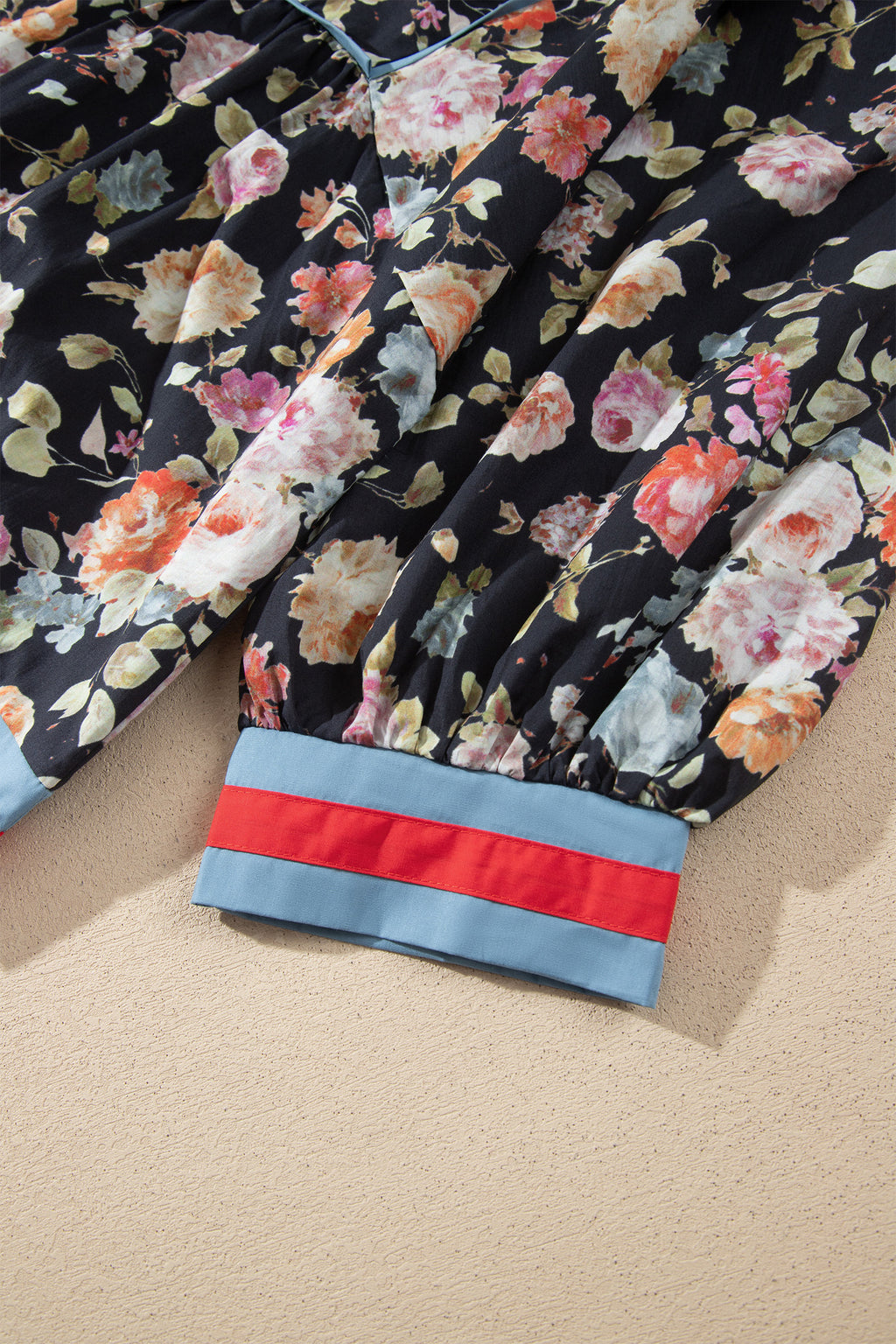 Floral Print Bracelet Sleeve Blouse
