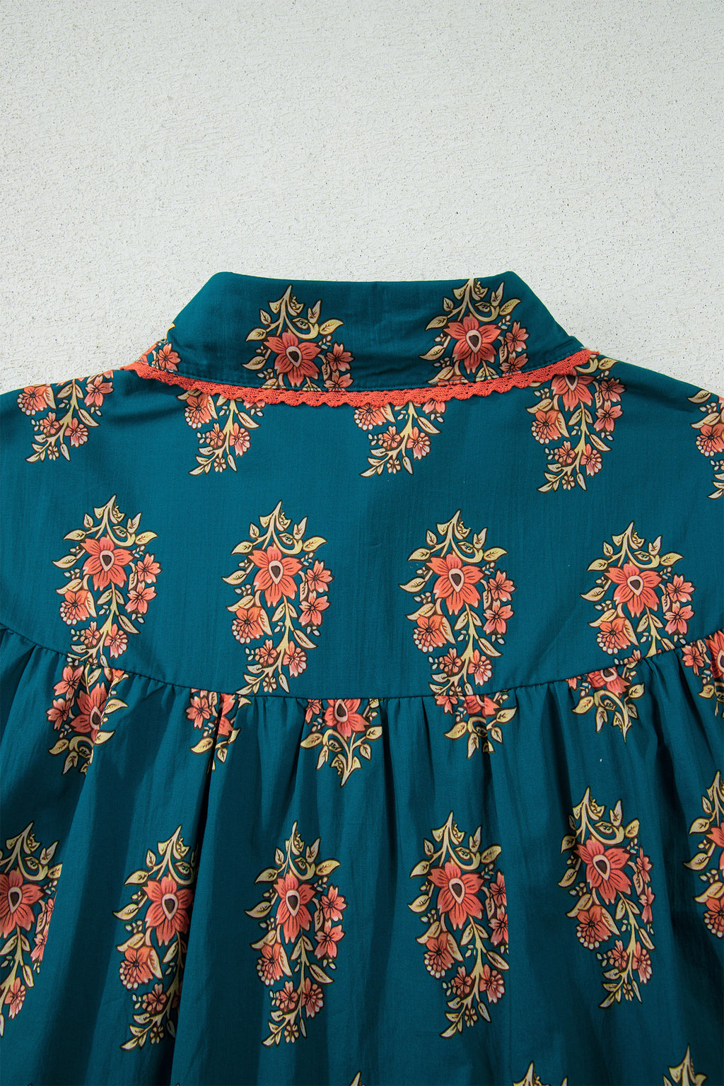Green Plus Size Floral Print Shirt