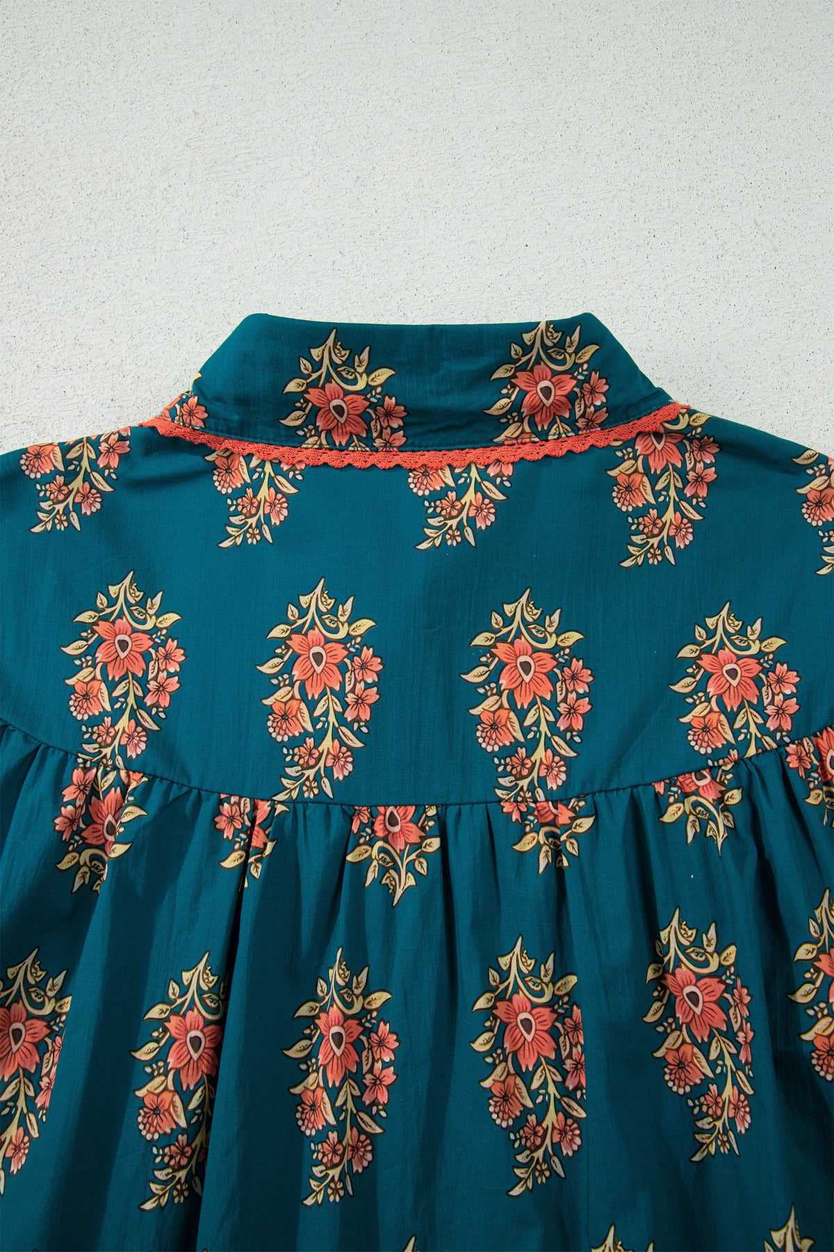 Green Plus Size Floral Print Shirt