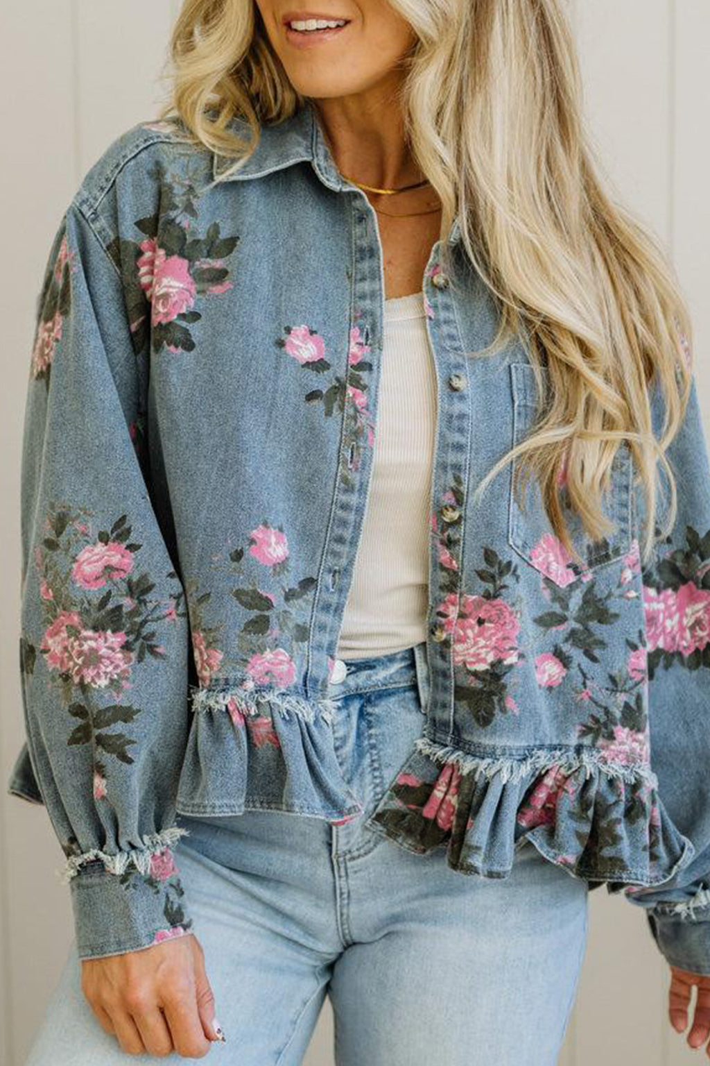Floral Print Denim Jacket