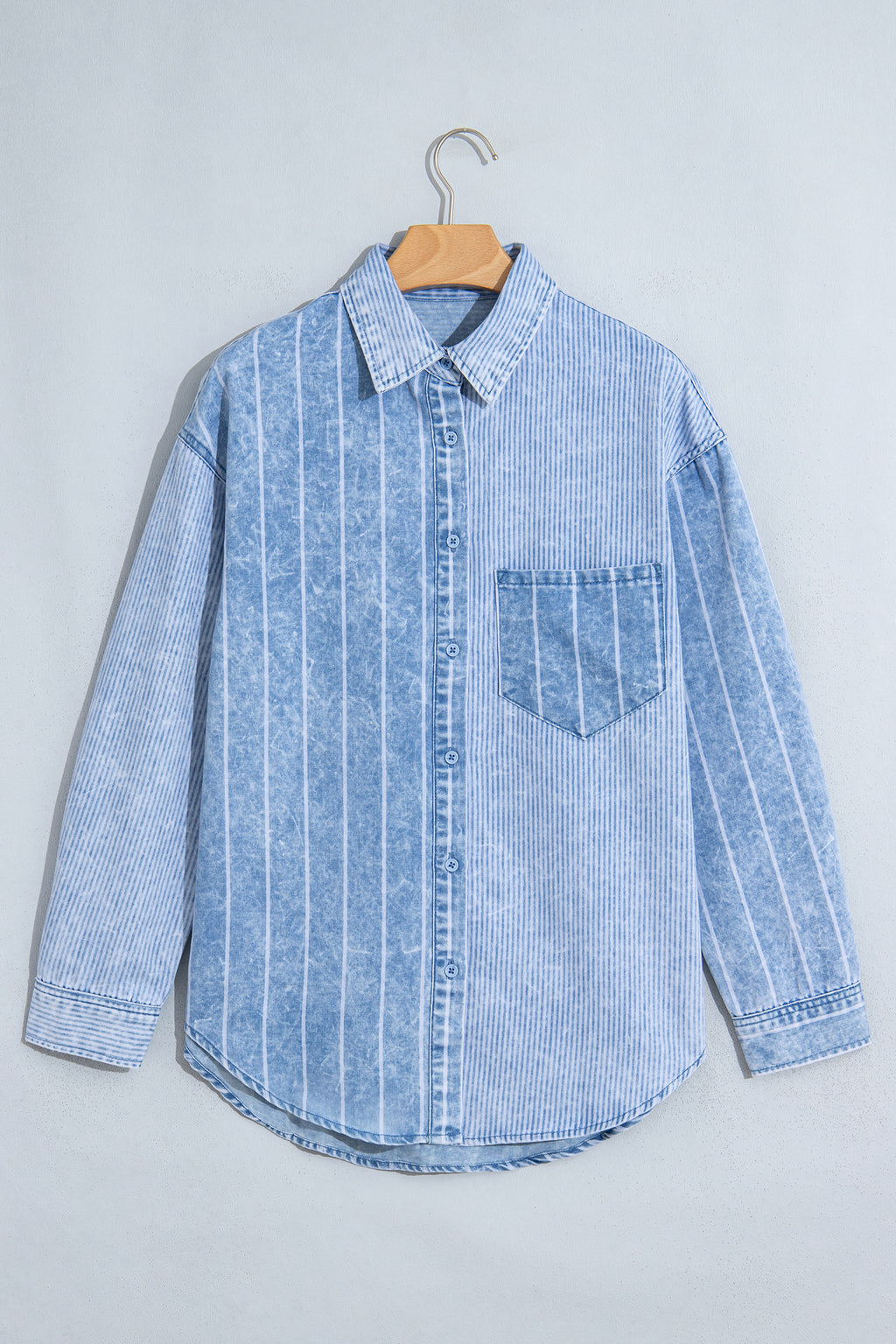 Stripe Vintage Washed Denim Shirt