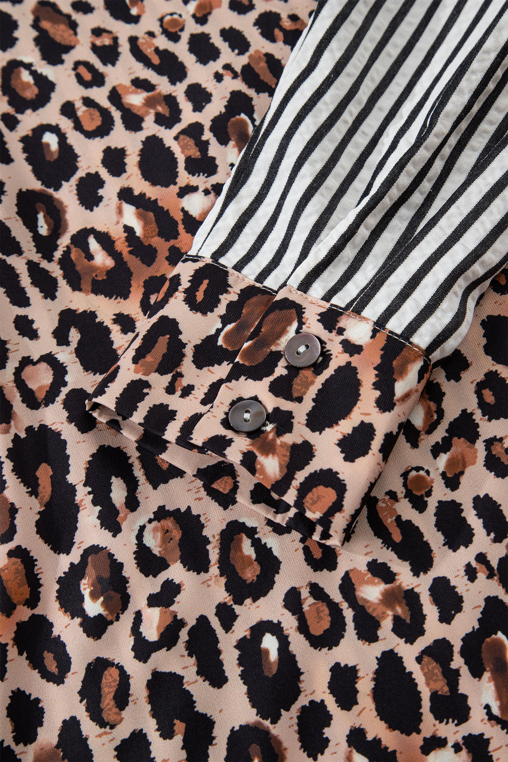Leopard Print Patchwork Button Up Womens Shirt
